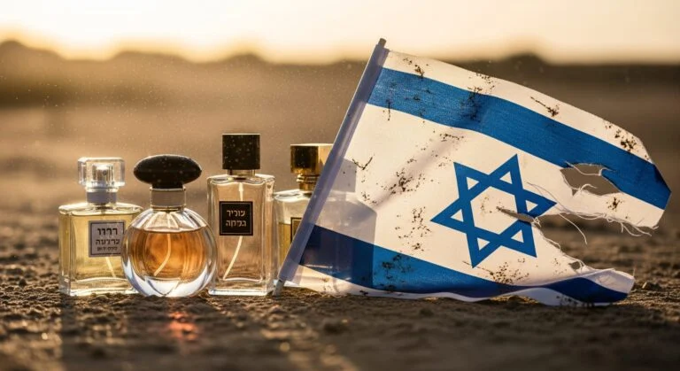 چند عطر کنار پرچم اسرائیل