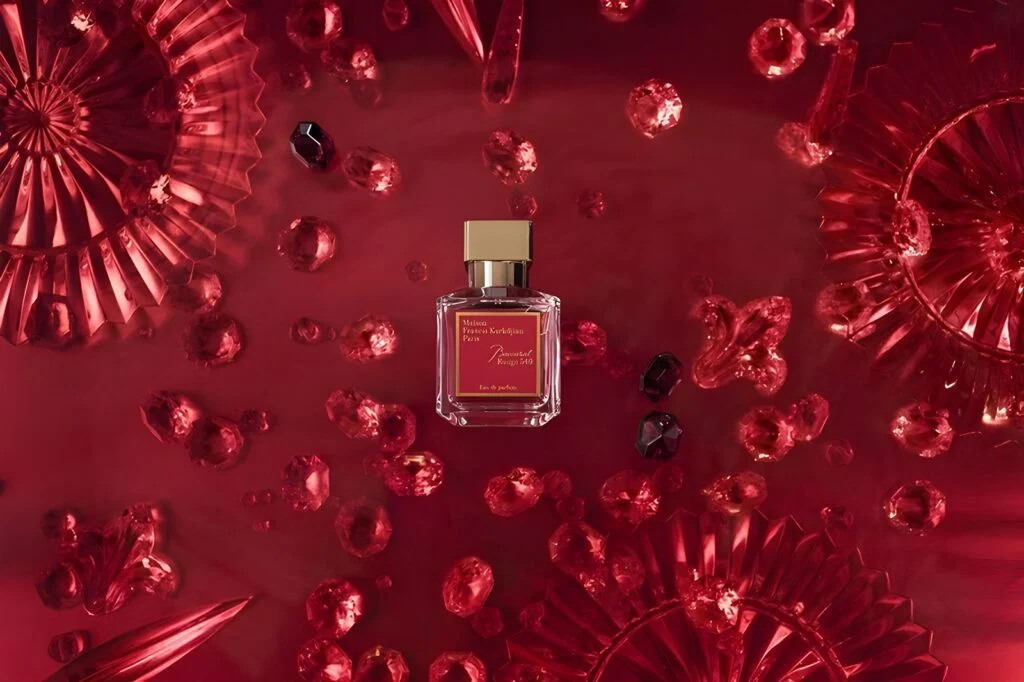Baccarat Rouge 540 in the iconic Maison Francis Kurkdjian bottle Nero AI Image Upscaler Photo